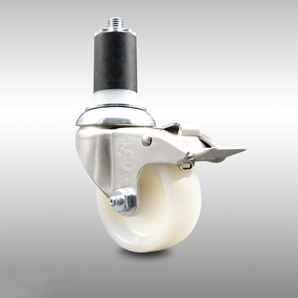 Service Caster 3 Inch 316SS Nylon Wheel Swivel 1-1/2 Inch Expanding Stem Caster Lock Brake SCC SCC-SS316TTLEX20S314-NYS-112 - main